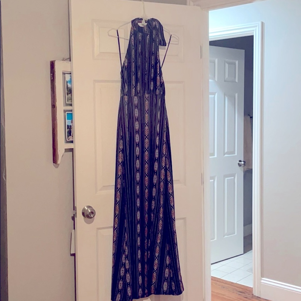 Halter, floor length formal dress